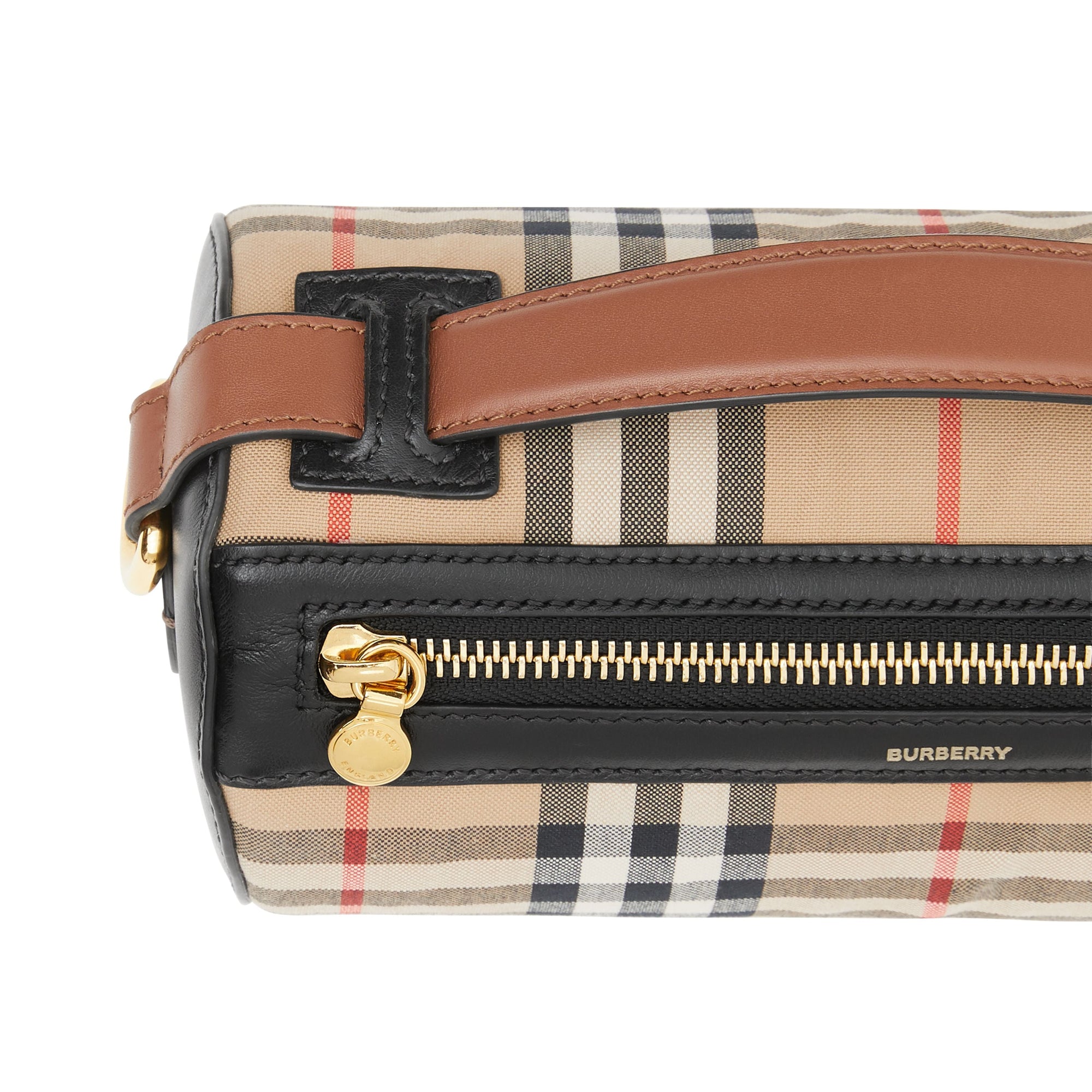 Sac The Barrel en coton Vintage check et cuir - Beige d'Archive & Noir