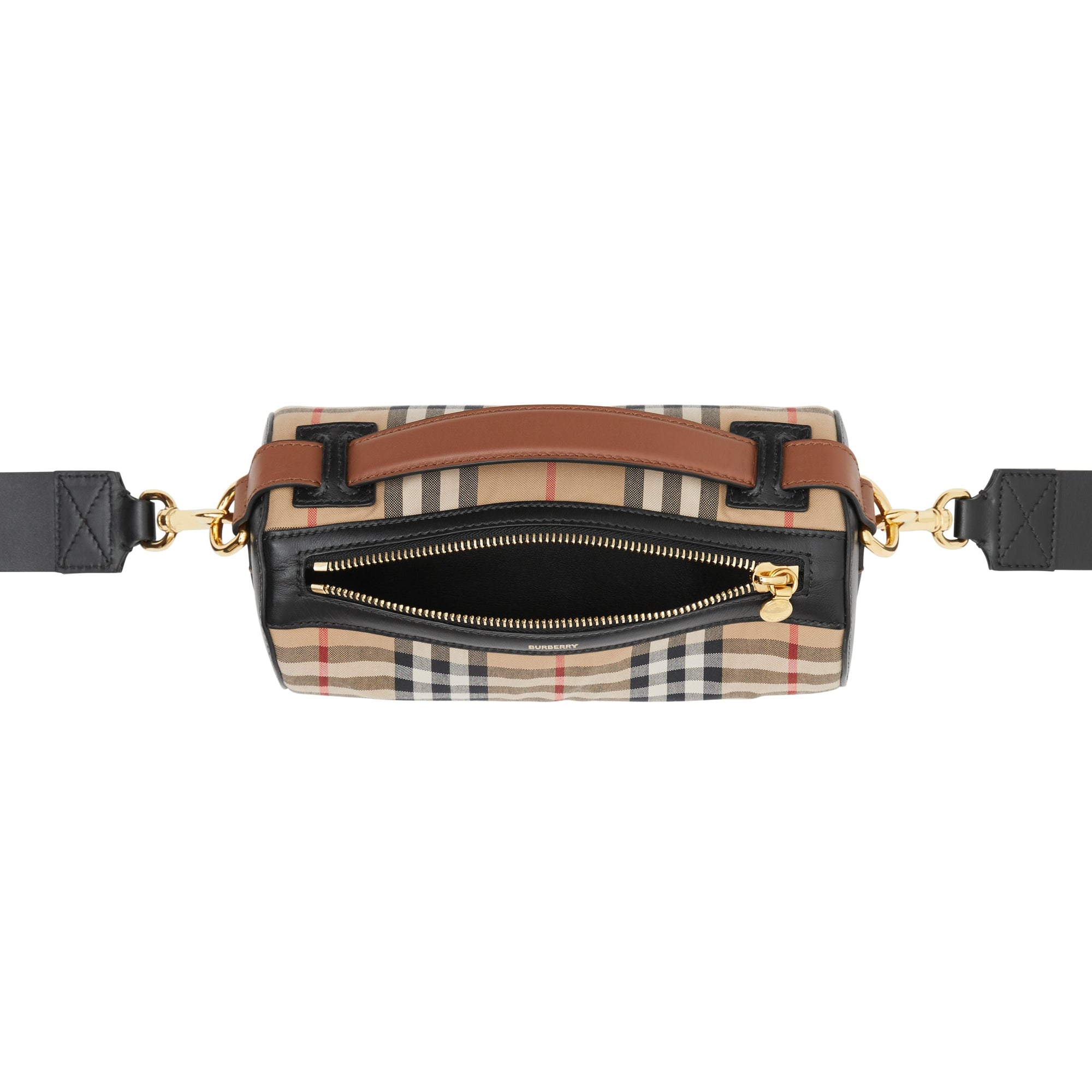 Sac The Barrel en coton Vintage check et cuir - Beige d'Archive & Noir