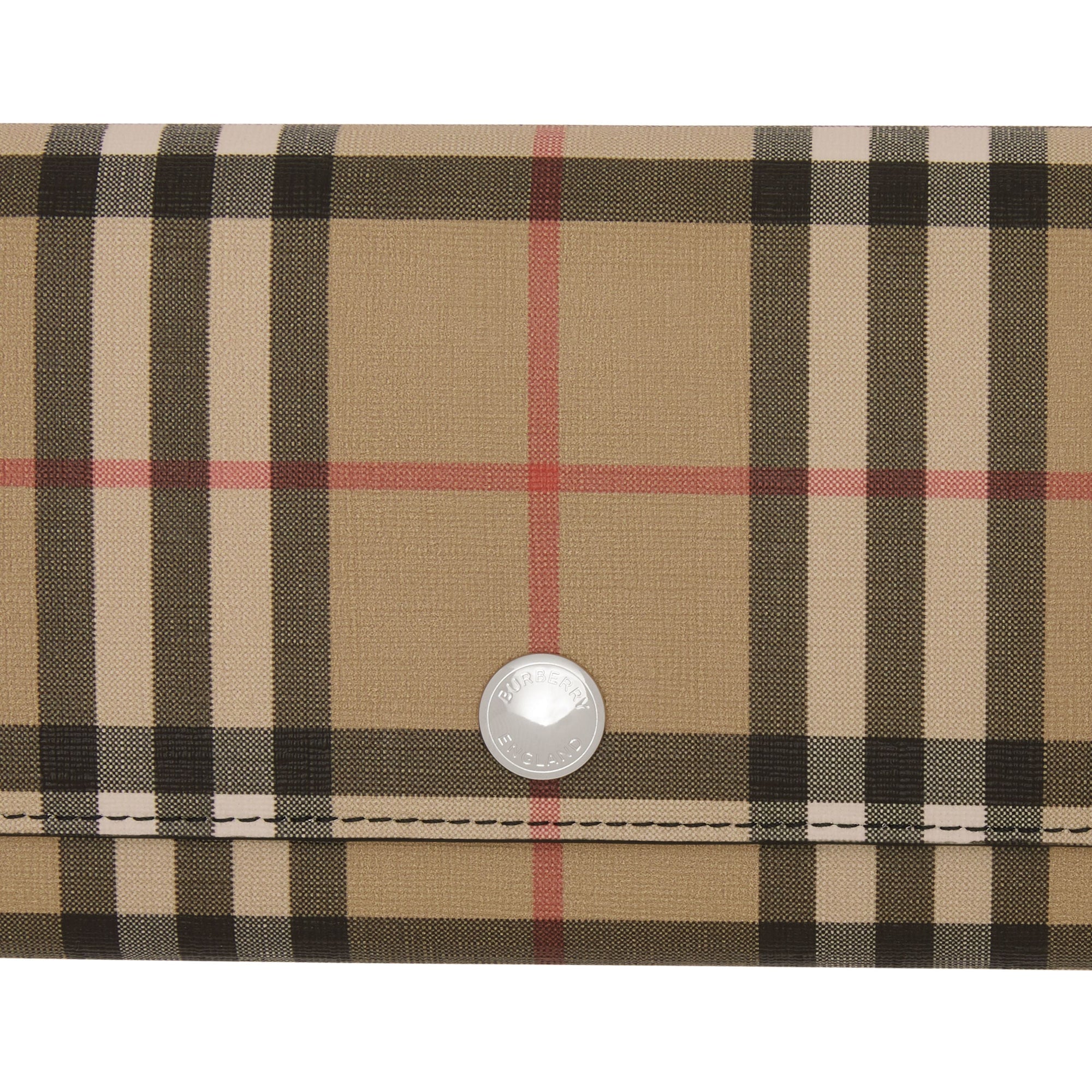 Portefeuille continental en toile écologique vintage check - Noir