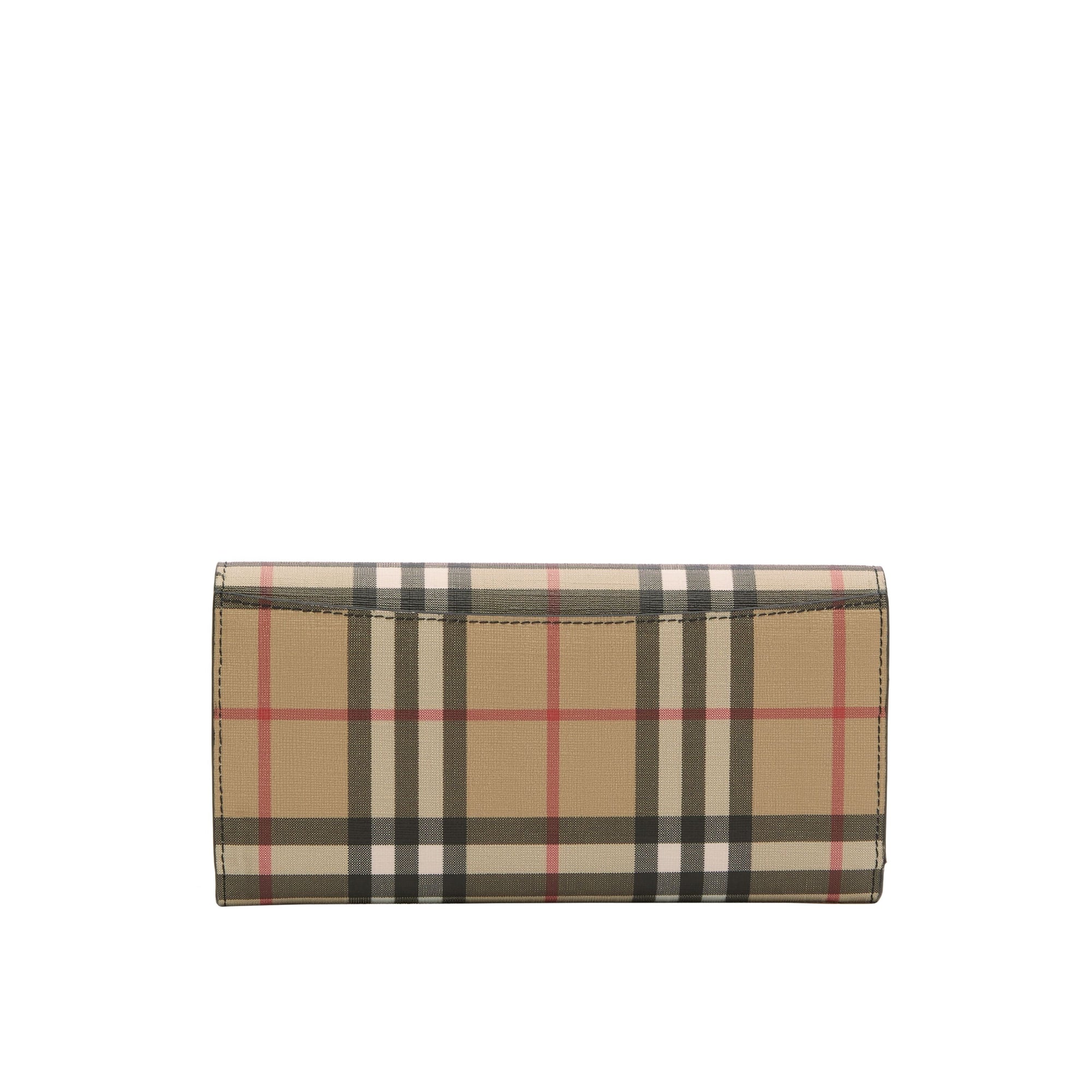 Portefeuille continental en toile écologique vintage check - Noir