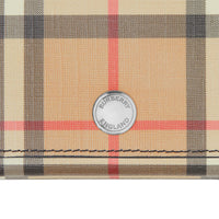 Petit portefeuille à rabat en toile écologique vintage check - Noir