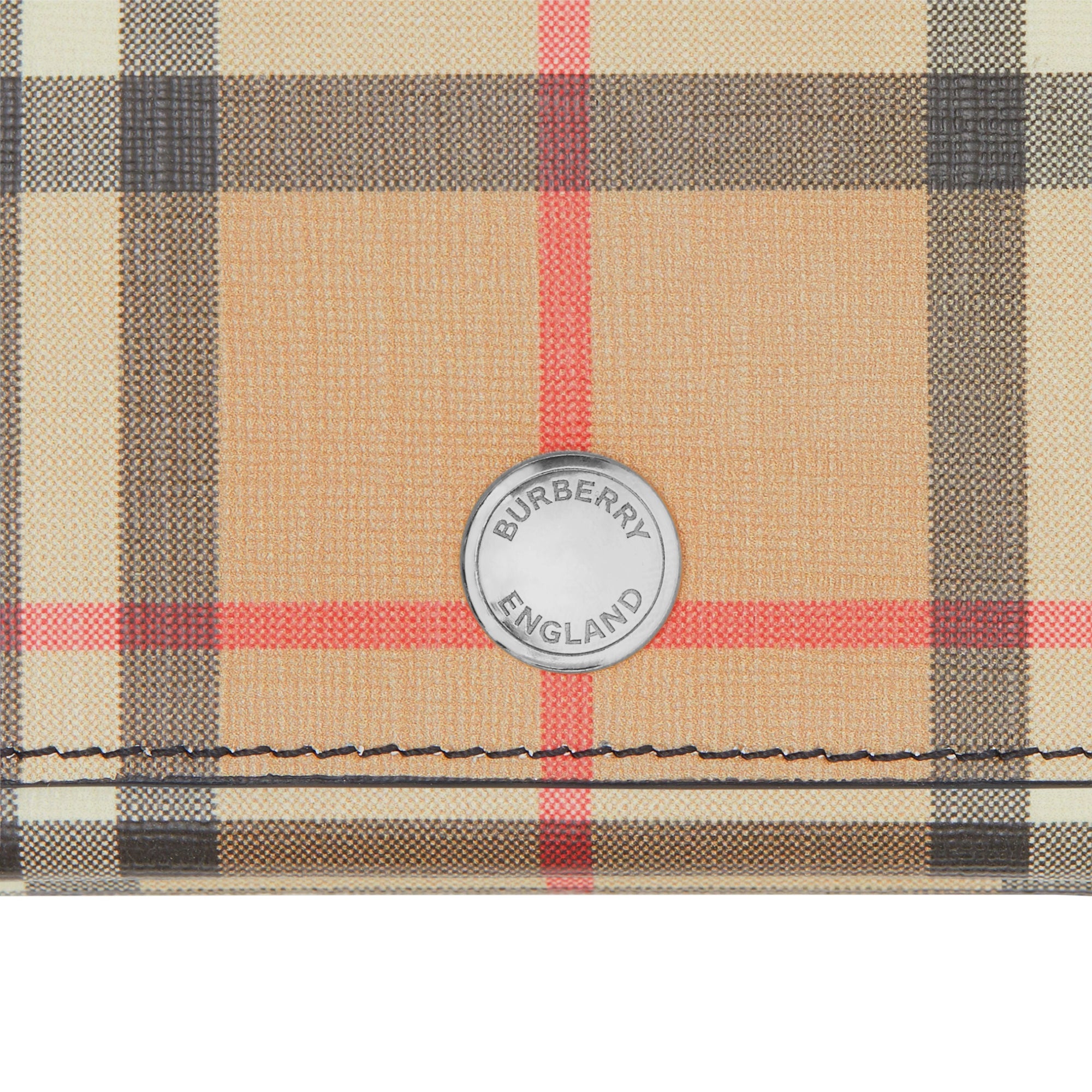 Petit portefeuille à rabat en toile écologique vintage check - Noir
