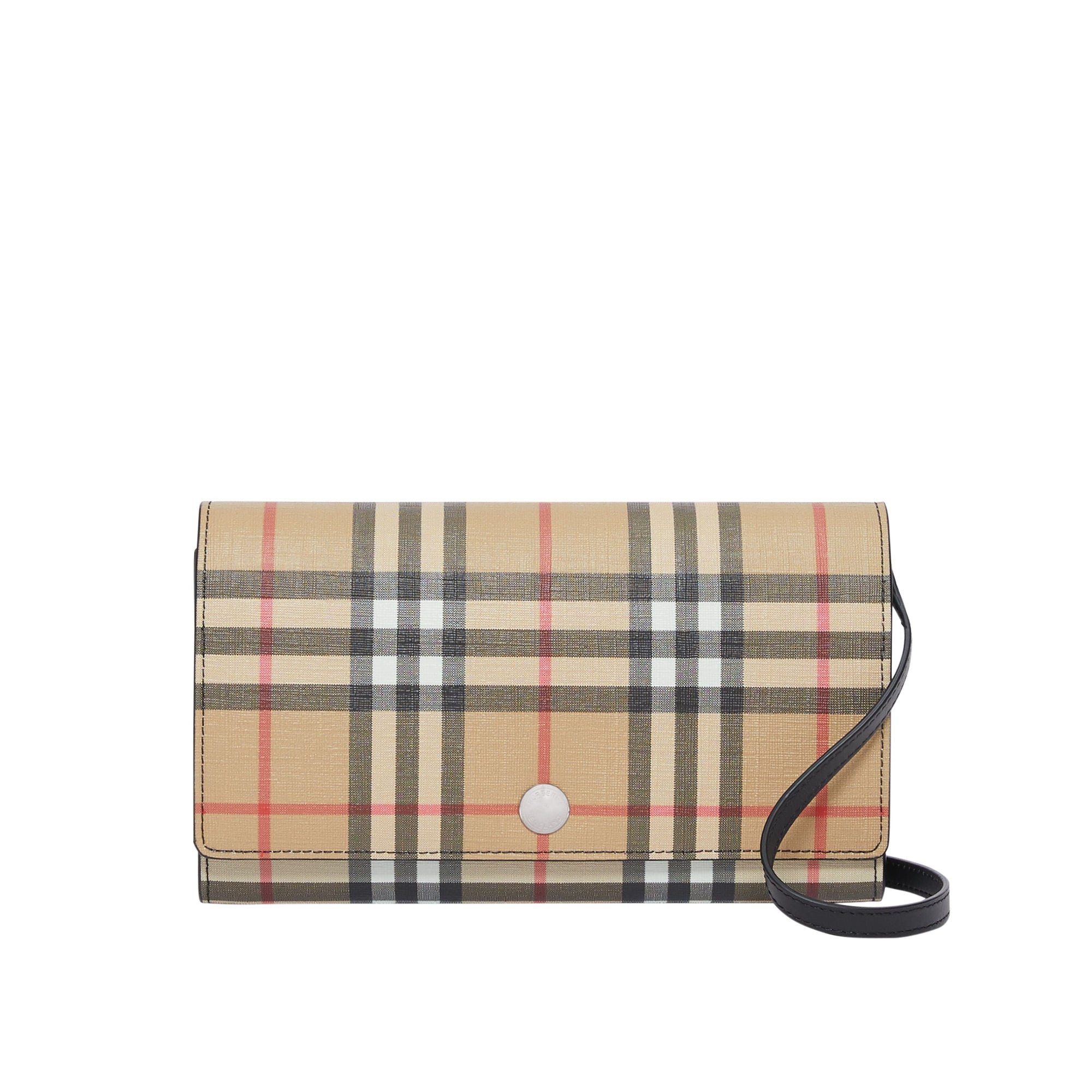 BLACK Portefeuille en toile écologique Vintage check avec sangle amovible