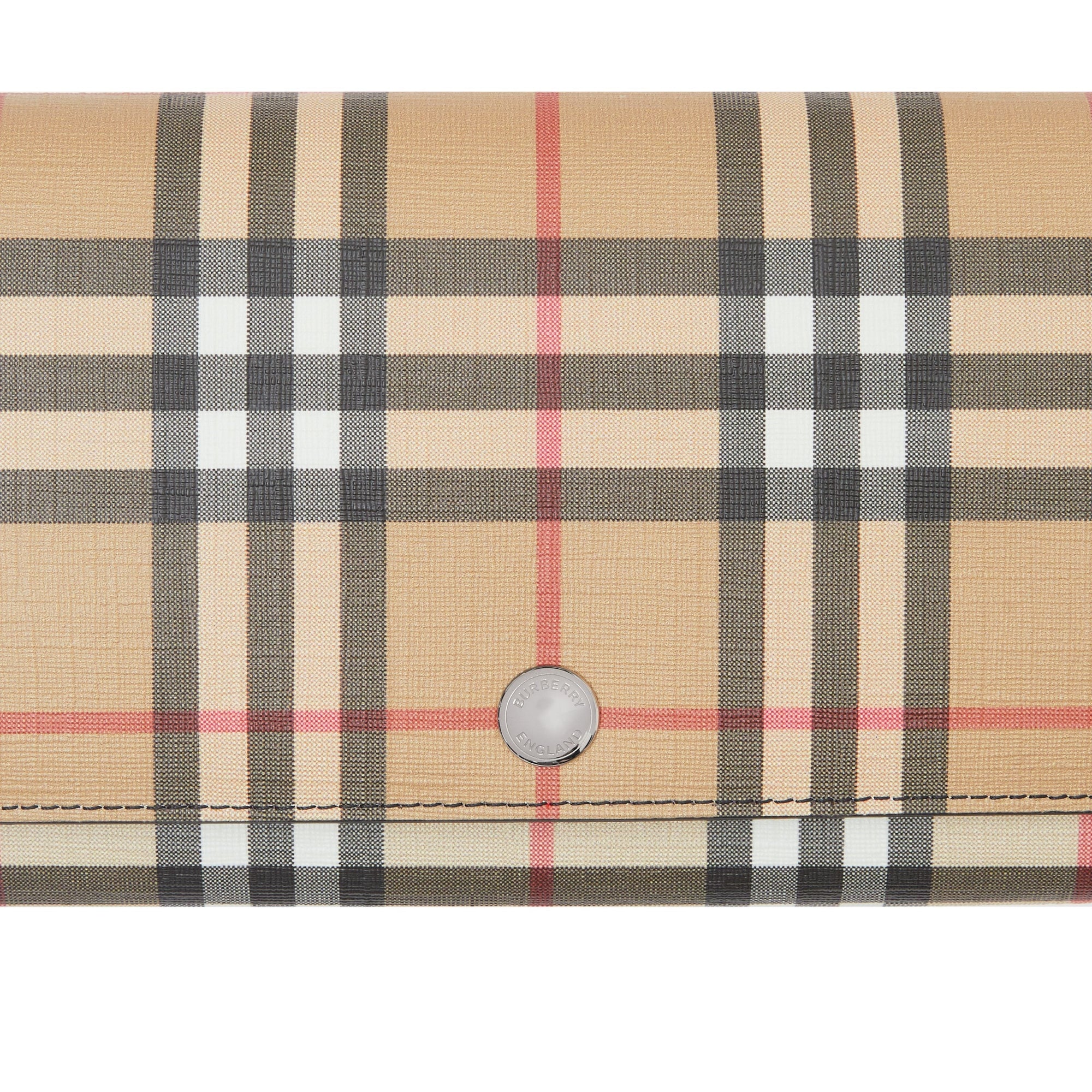 Portefeuille en toile écologique vintage check avec sangle amovible - Noir