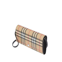 Portefeuille en toile écologique vintage check avec sangle amovible - Noir