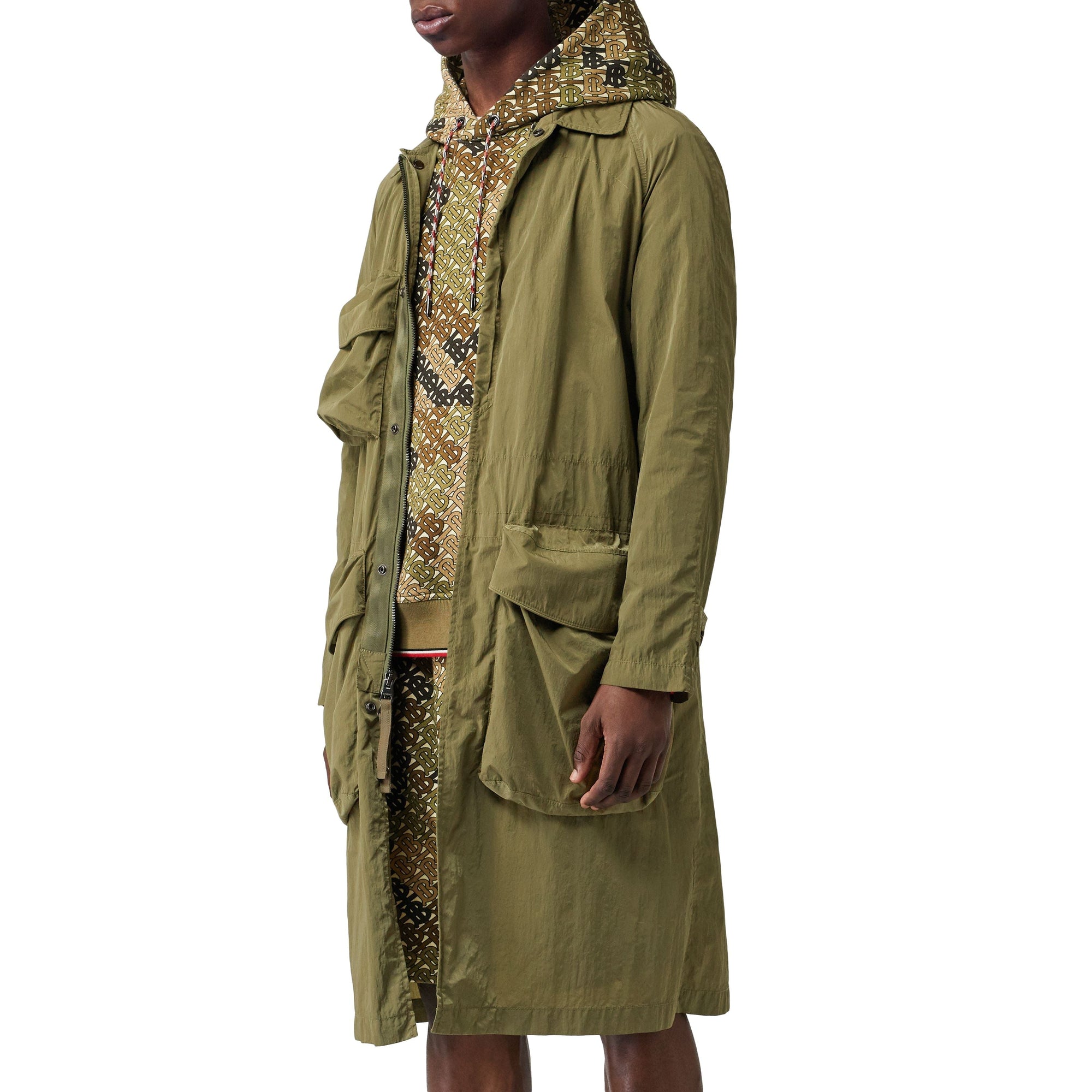 Paletot en nylon avec poches cargo - Mousse claire