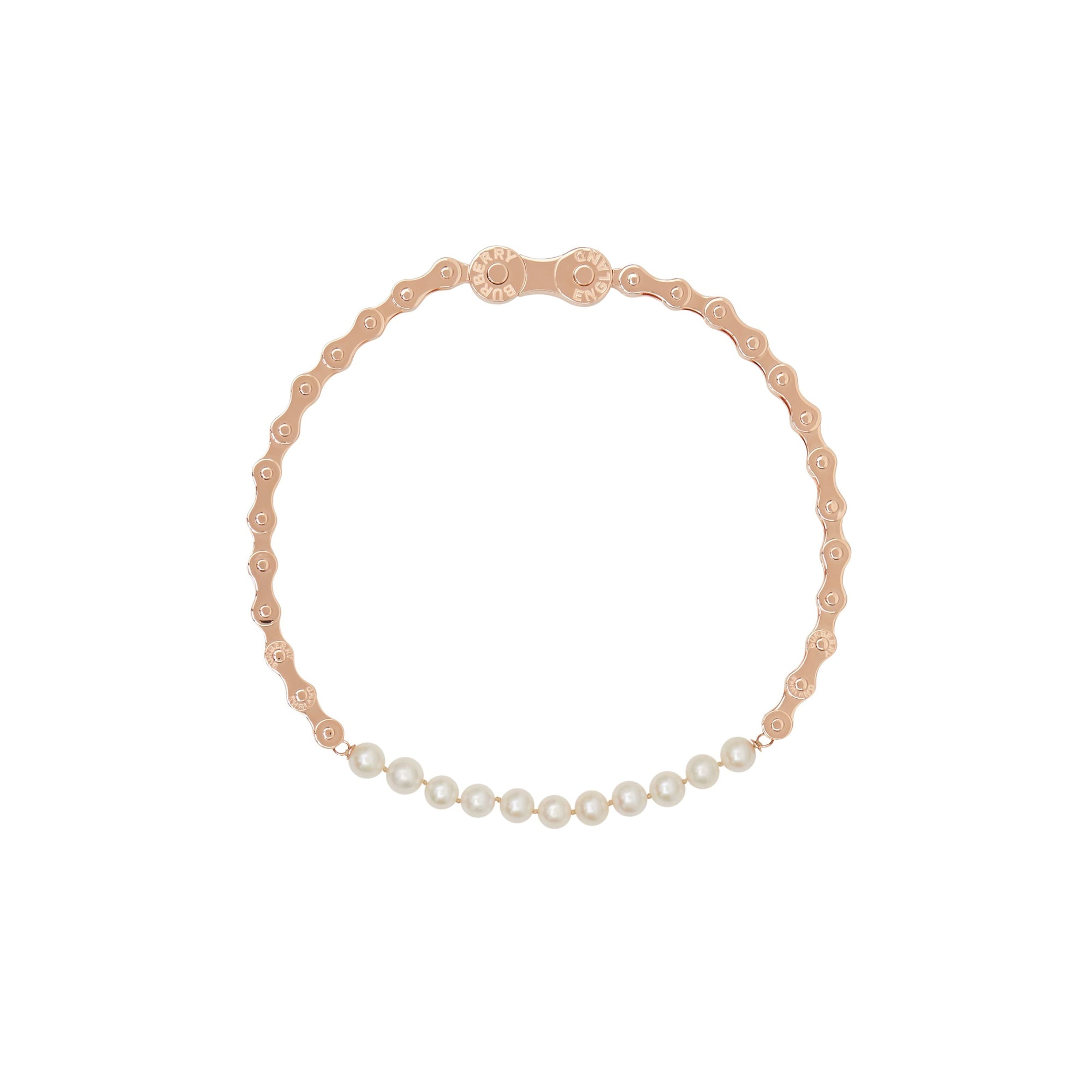 Collier plaqué or rose façon chaîne de vélo avec perles - Or rose