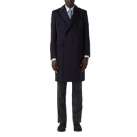 Manteau ajusté en laine et cachemire - Marine