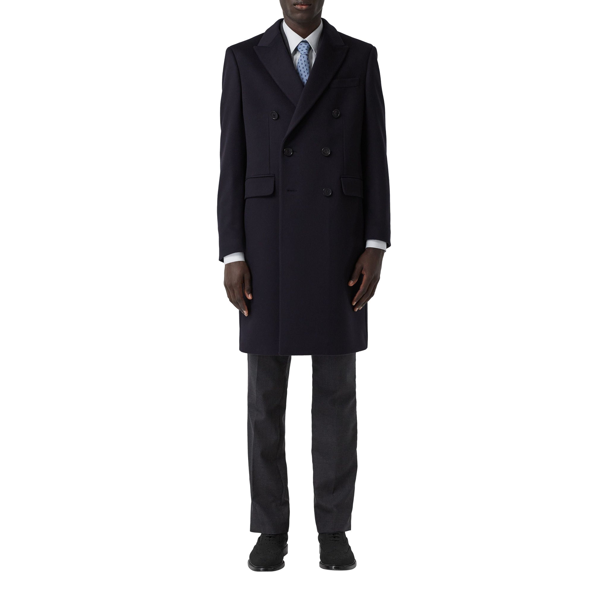 Manteau ajusté en laine et cachemire - Marine