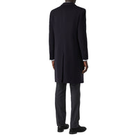 Manteau ajusté en laine et cachemire - Marine