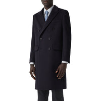 Manteau ajusté en laine et cachemire - Marine