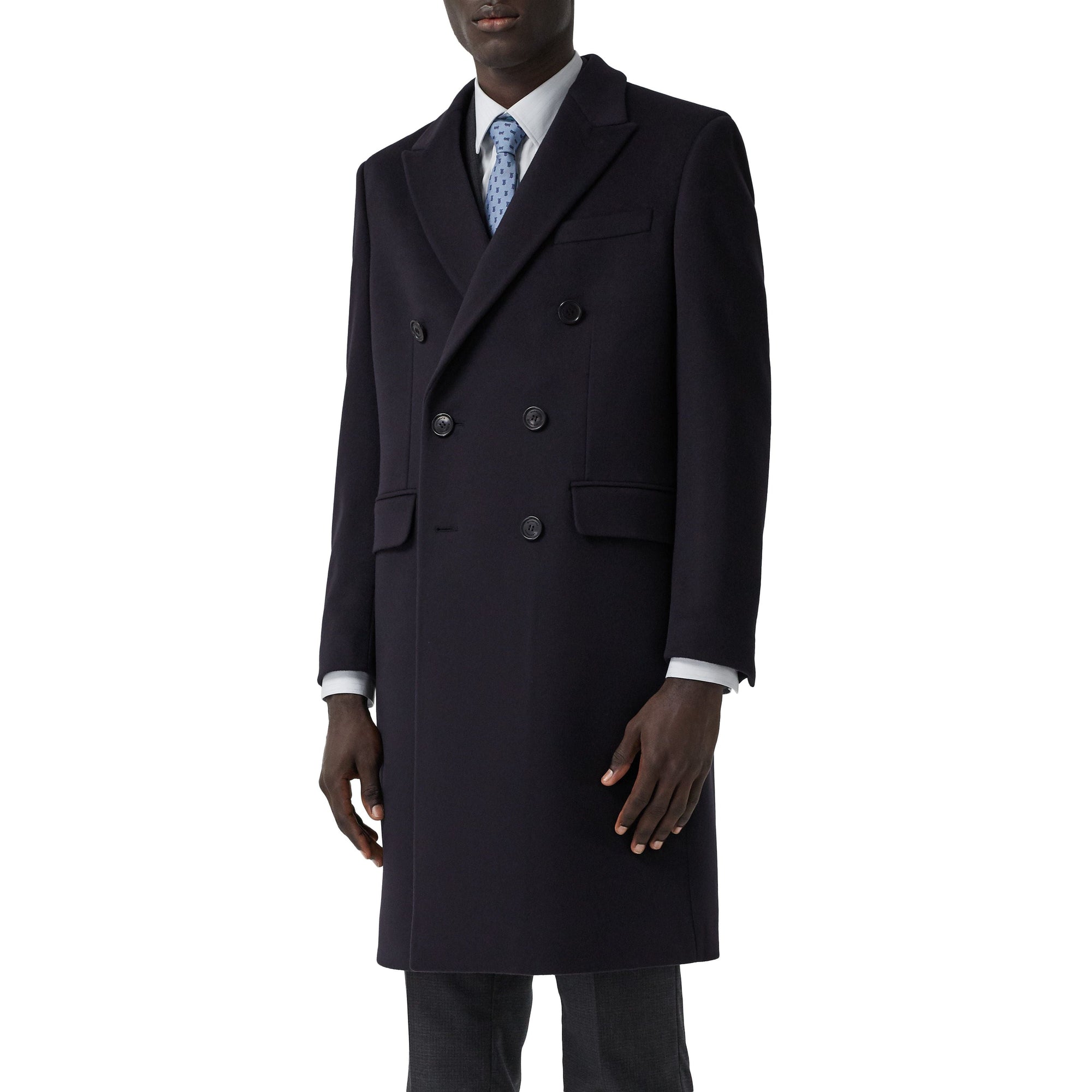 Manteau ajusté en laine et cachemire - Marine