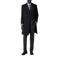 Manteau ajusté en laine et cachemire - Marine