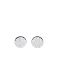 SILVER Boutons de manchette ronds plaqués palladium avec check