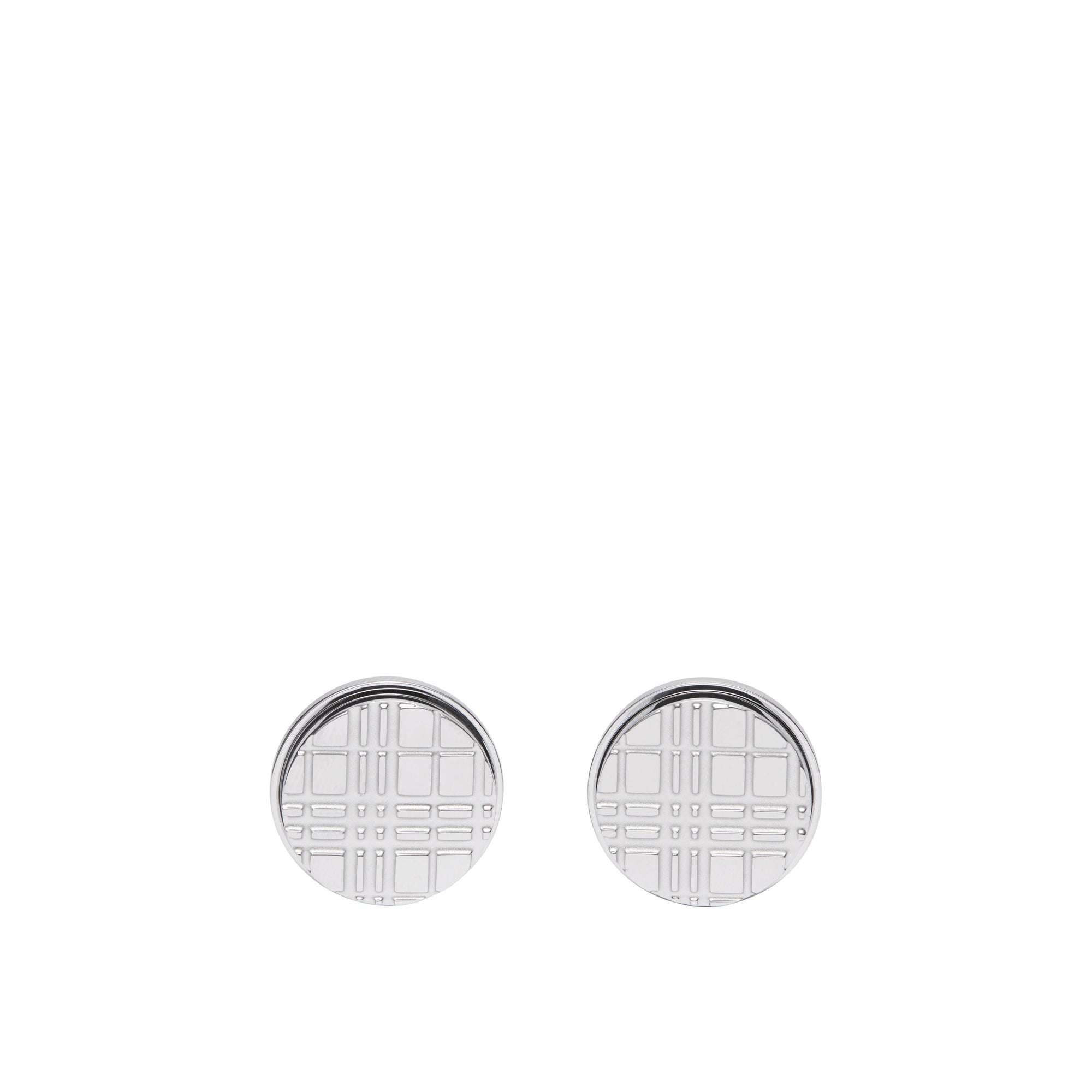 SILVER Boutons de manchette ronds plaqués palladium avec check