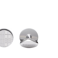 SILVER Boutons de manchette ronds plaqués palladium avec check