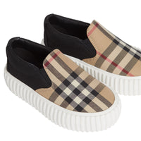 ARCHIVE BEIGE/BLACK Sneakers sans lacets en coton avec Vintage check