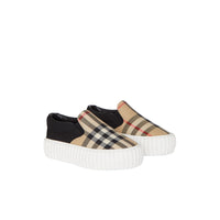 ARCHIVE BEIGE/BLACK Sneakers sans lacets en coton avec Vintage check