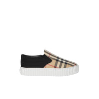 ARCHIVE BEIGE/BLACK Sneakers sans lacets en coton avec Vintage check