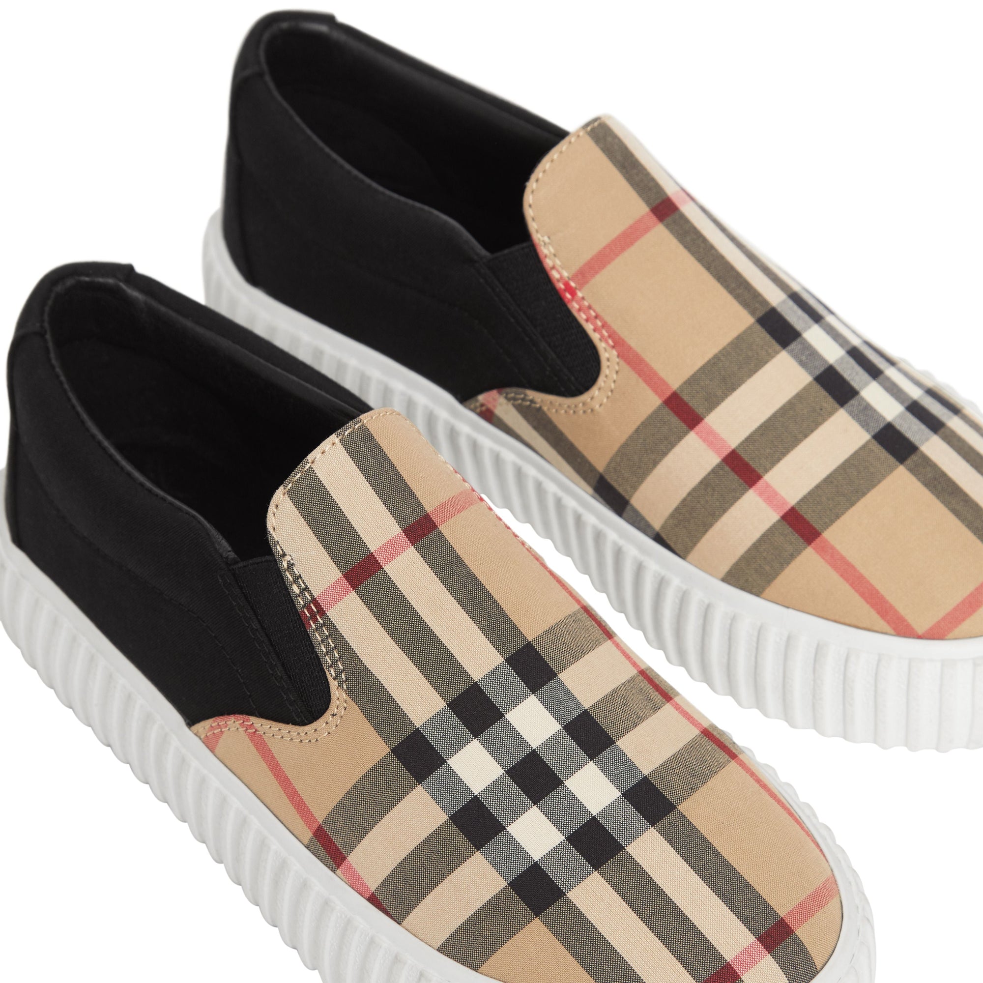 ARCHIVE BEIGE/BLACK Sneakers sans lacets en coton avec Vintage check
