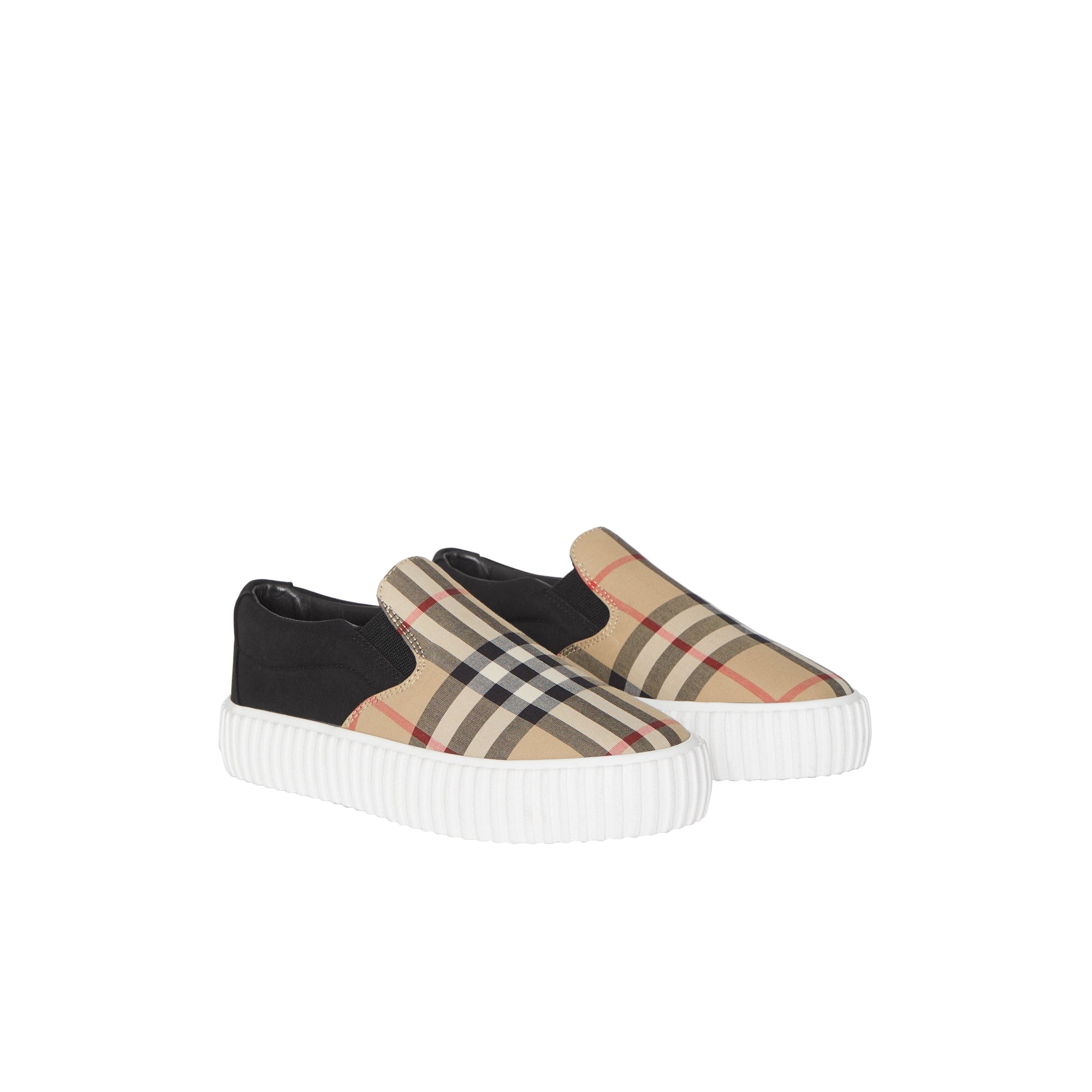 ARCHIVE BEIGE/BLACK Sneakers sans lacets en coton avec Vintage check