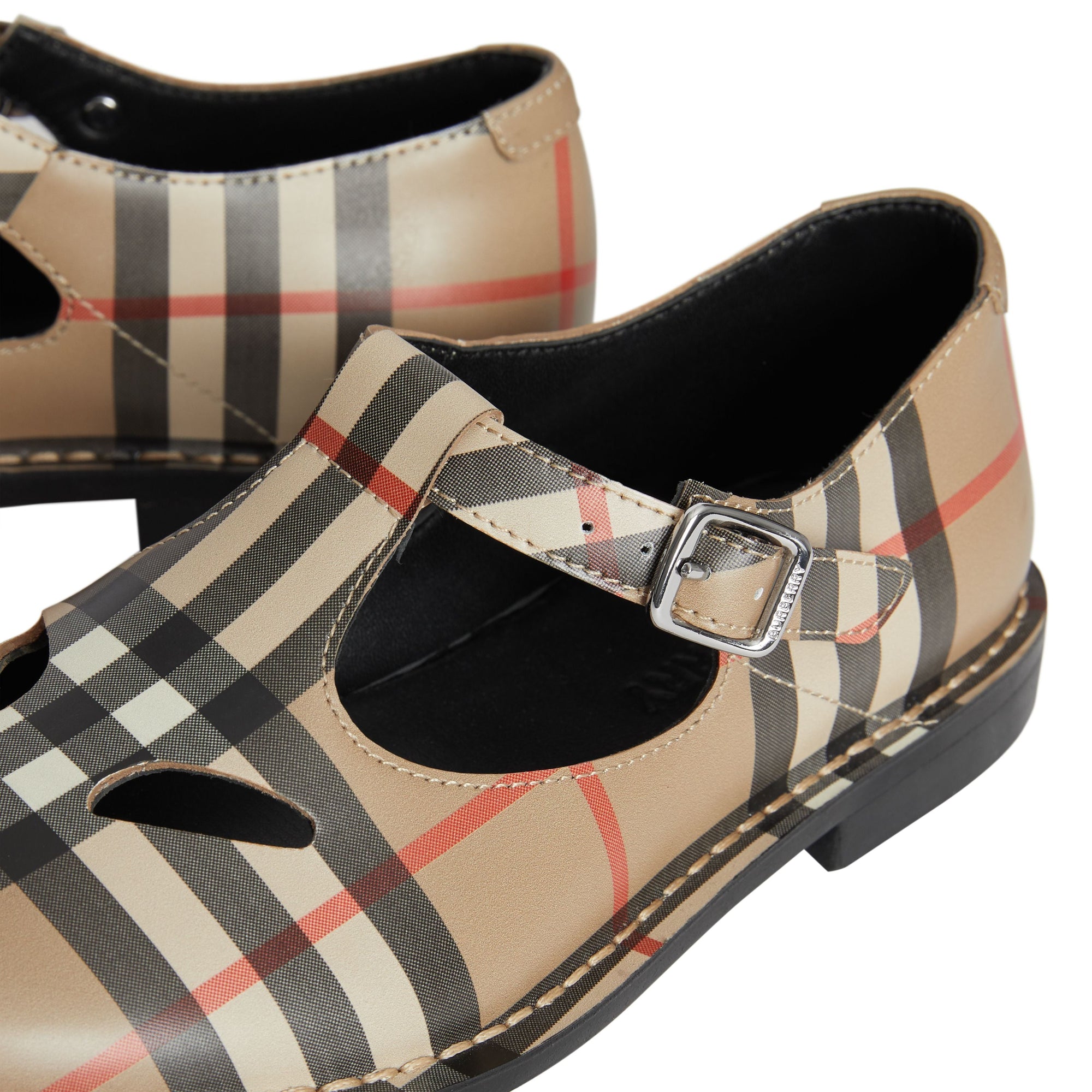 ARCHIVE BEIGE Babies en cuir Vintage check