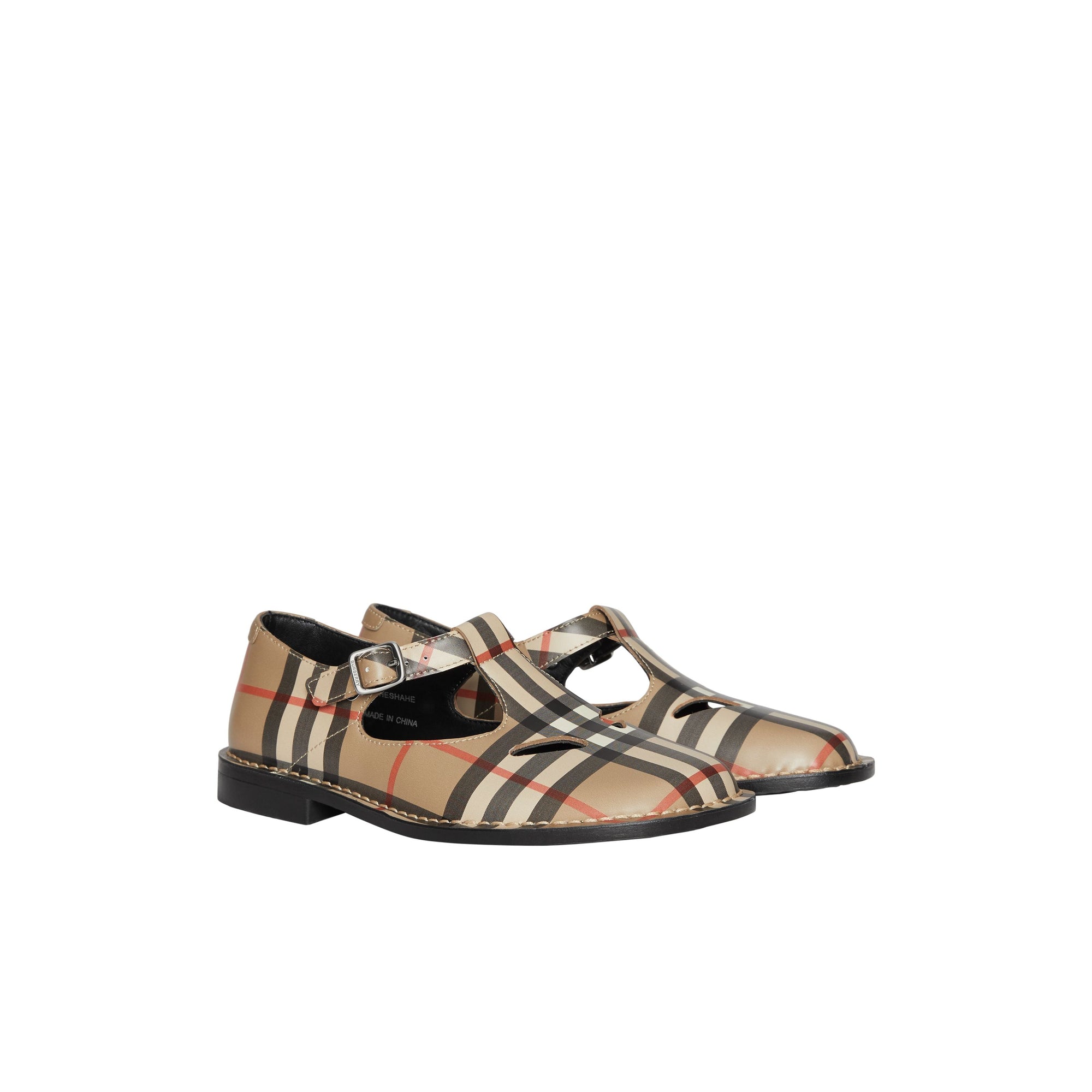 ARCHIVE BEIGE Babies en cuir Vintage check