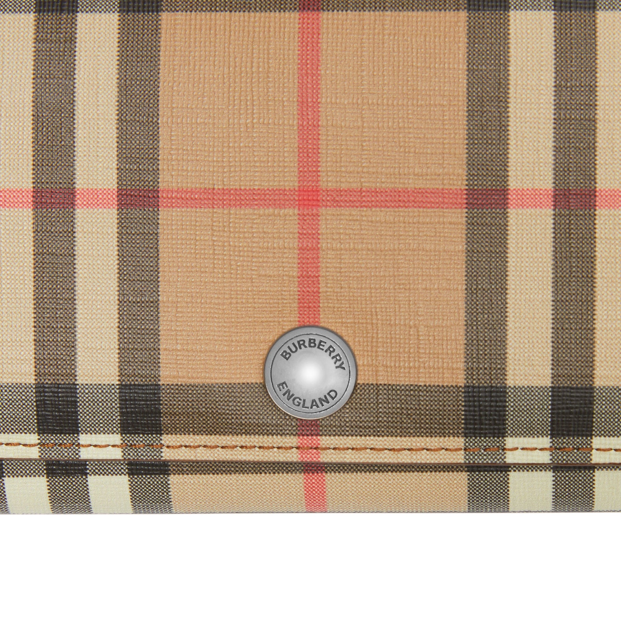 Portefeuille continental en cuir et vintage check - Brun malt