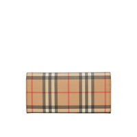 Portefeuille continental en cuir et vintage check - Brun malt