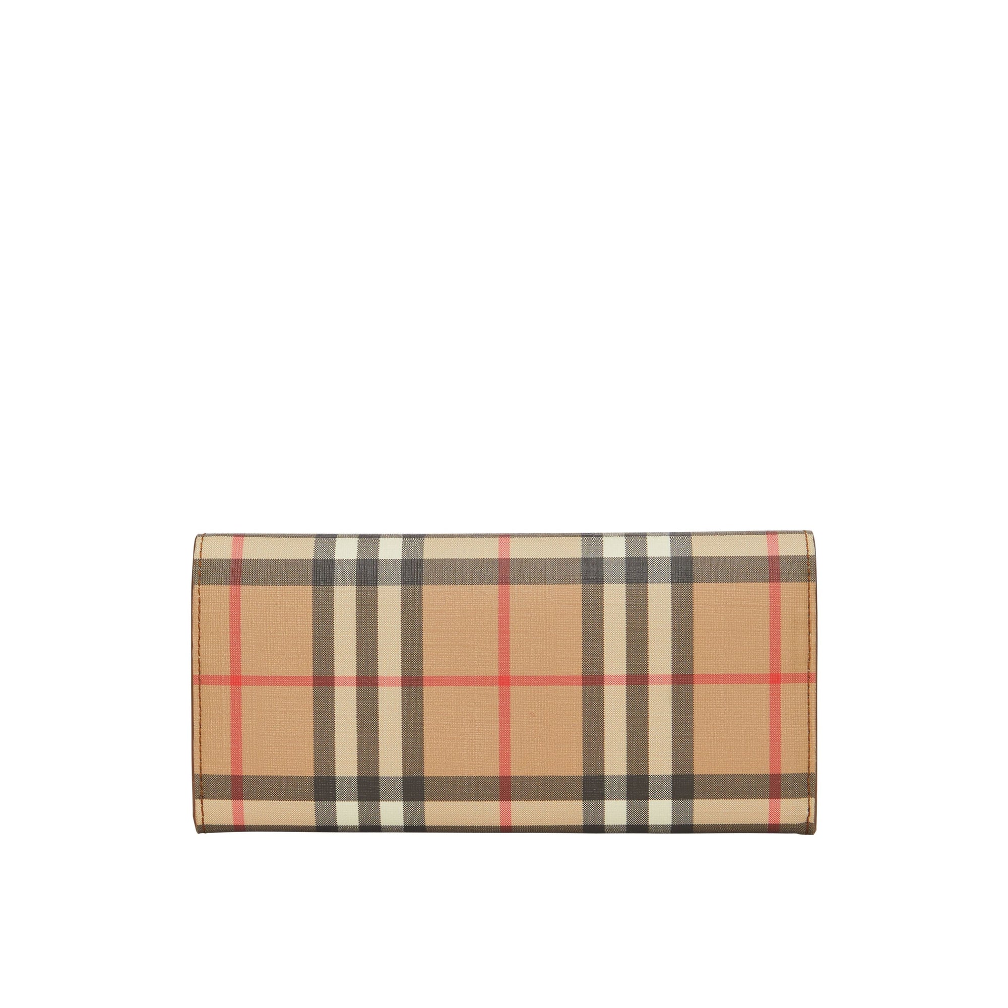 Portefeuille continental en cuir et vintage check - Brun malt