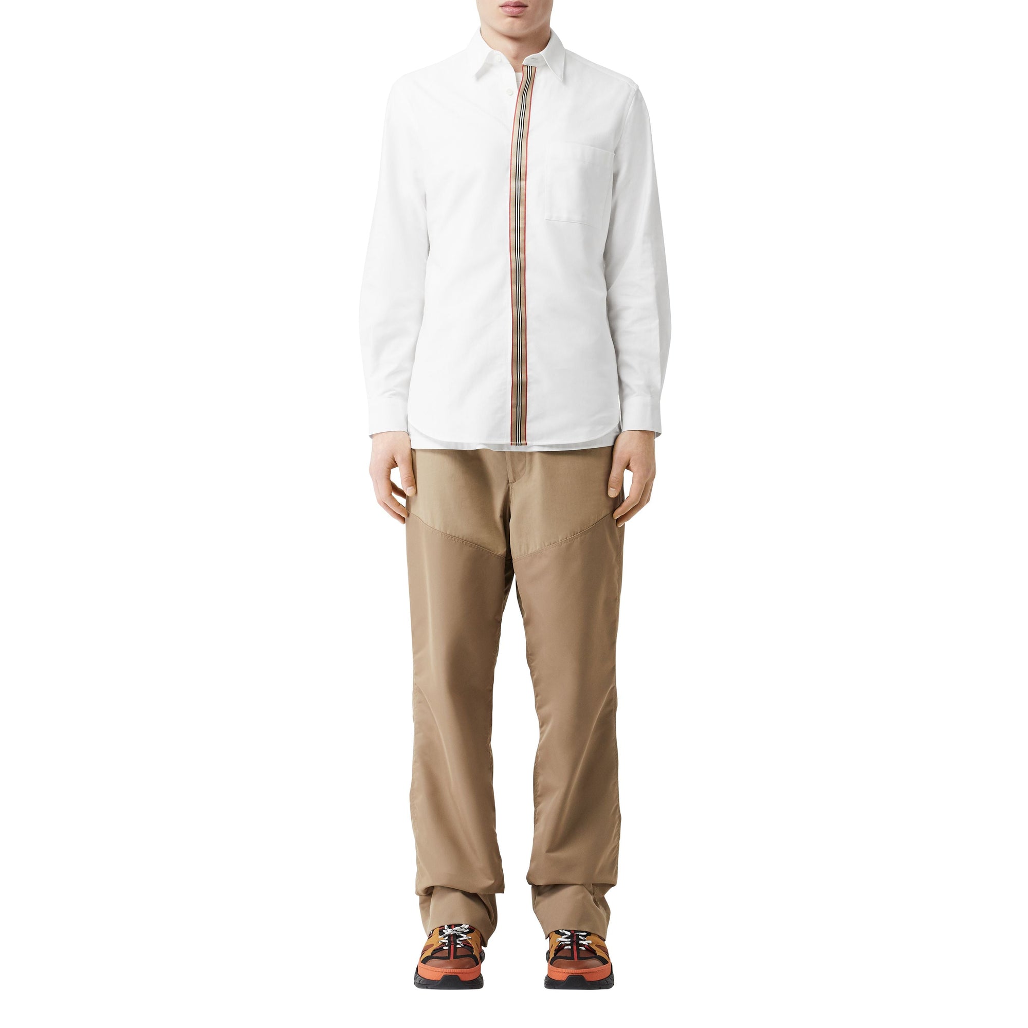 WHITE Chemise en popeline de coton stretch à rayures iconiques