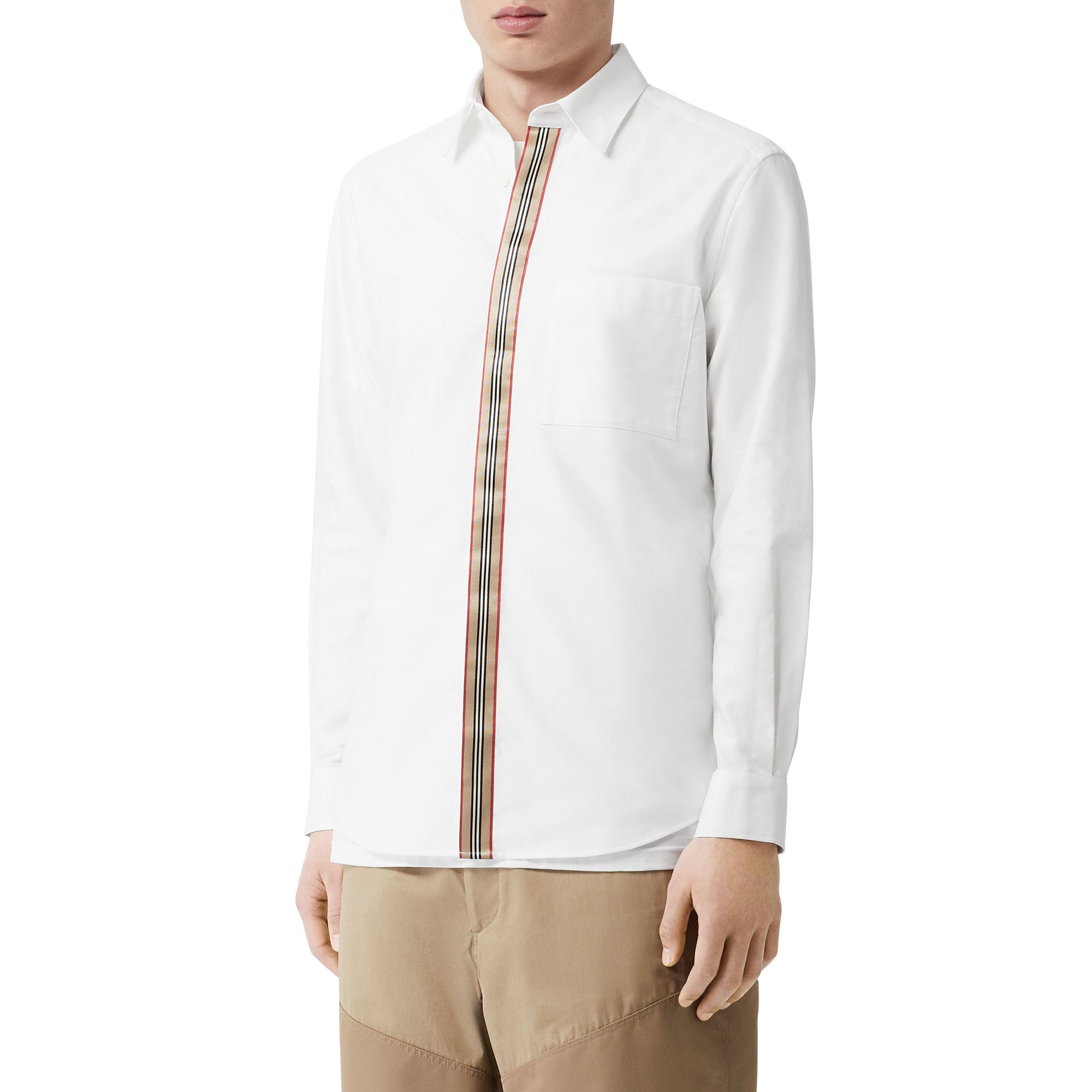 WHITE Chemise en popeline de coton stretch à rayures iconiques