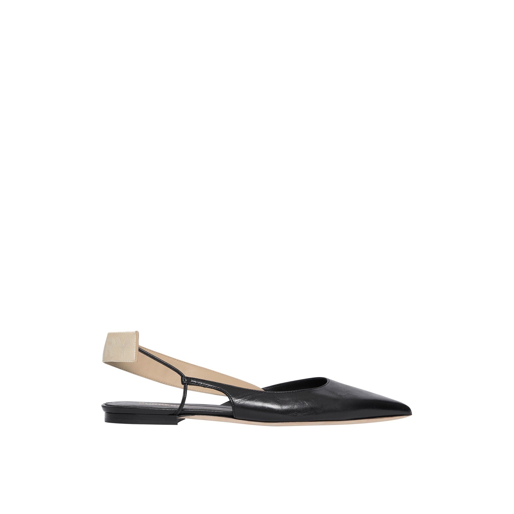 BLACK Chaussures plates à talon ouvert en cuir avec logo