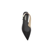 BLACK Chaussures plates à talon ouvert en cuir avec logo