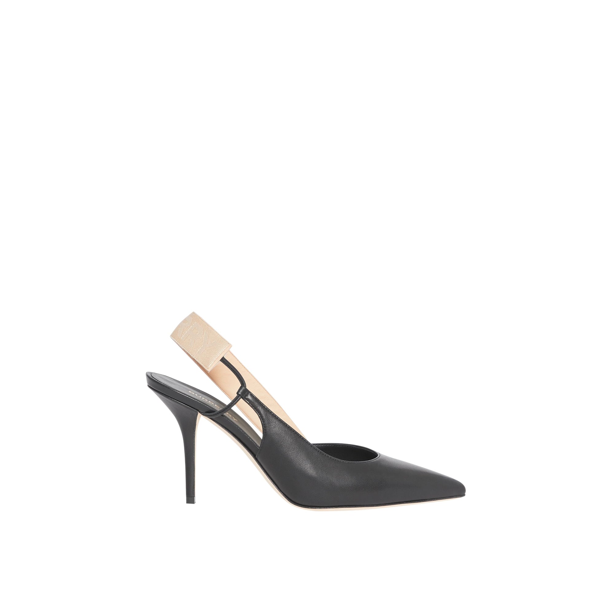 BLACK Escarpins à talon ouvert en cuir d'agneau avec logo