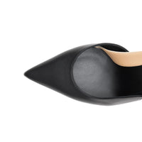 Escarpins à talon ouvert en cuir d'agneau avec logo - Noir