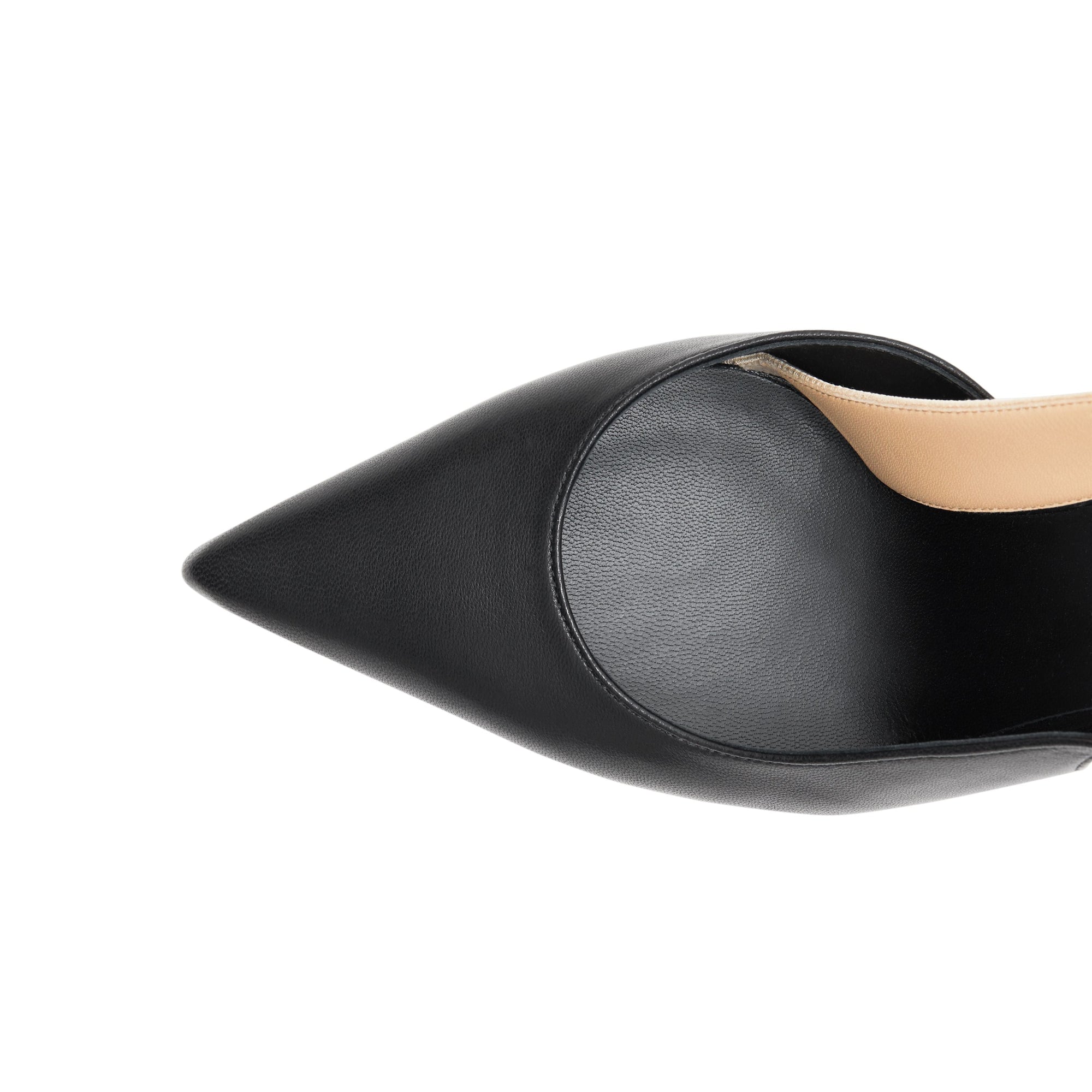 Escarpins à talon ouvert en cuir d'agneau avec logo - Noir