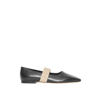 BLACK Chaussures plates en cuir d'agneau avec logo