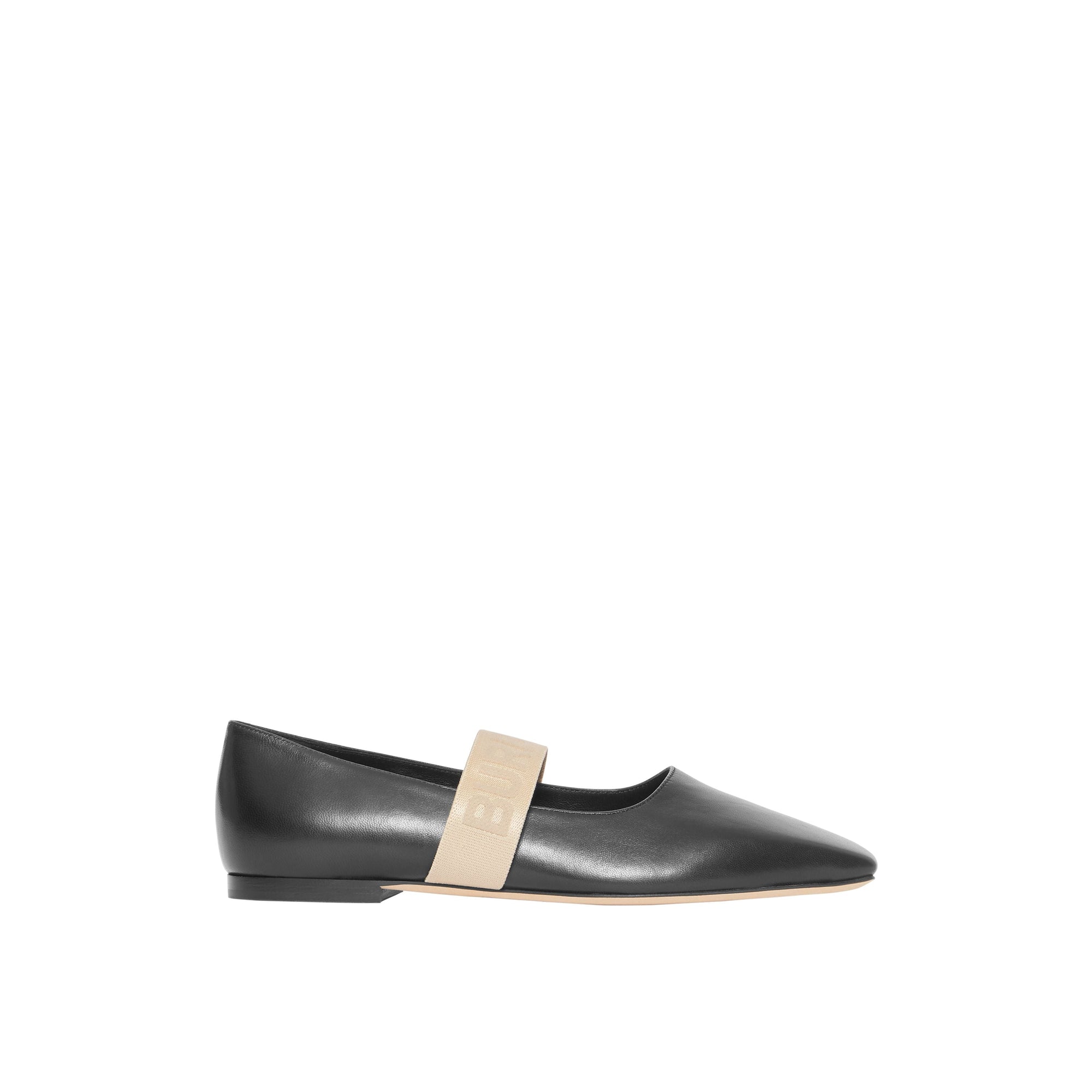 BLACK Chaussures plates en cuir d'agneau avec logo
