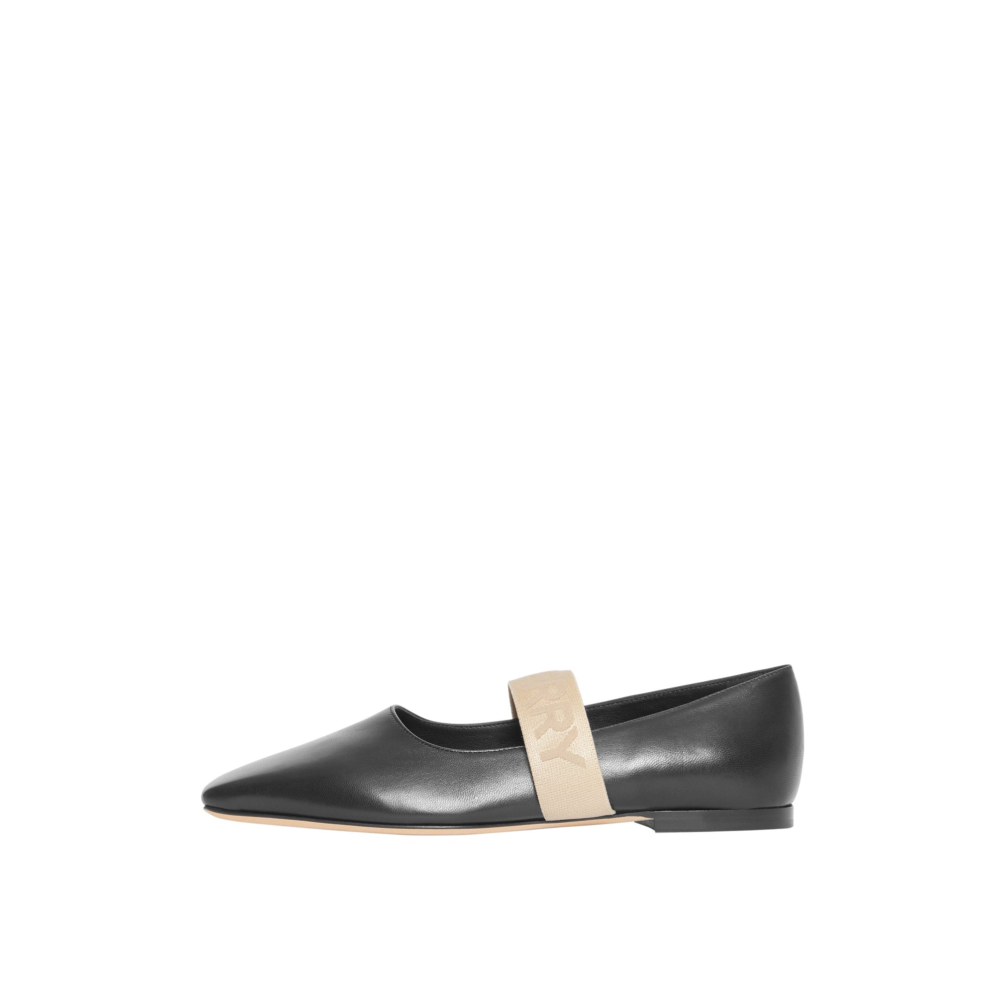 BLACK Chaussures plates en cuir d'agneau avec logo