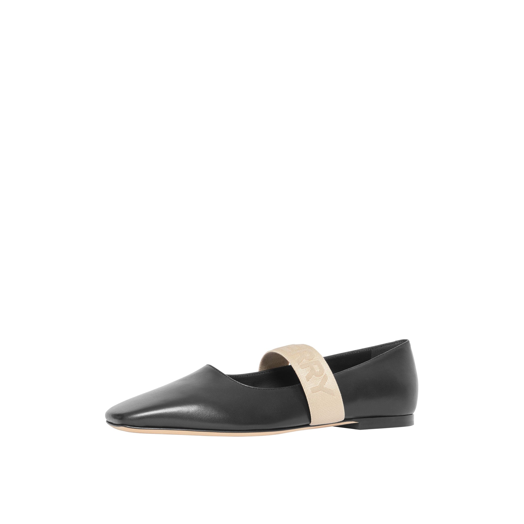 BLACK Chaussures plates en cuir d'agneau avec logo