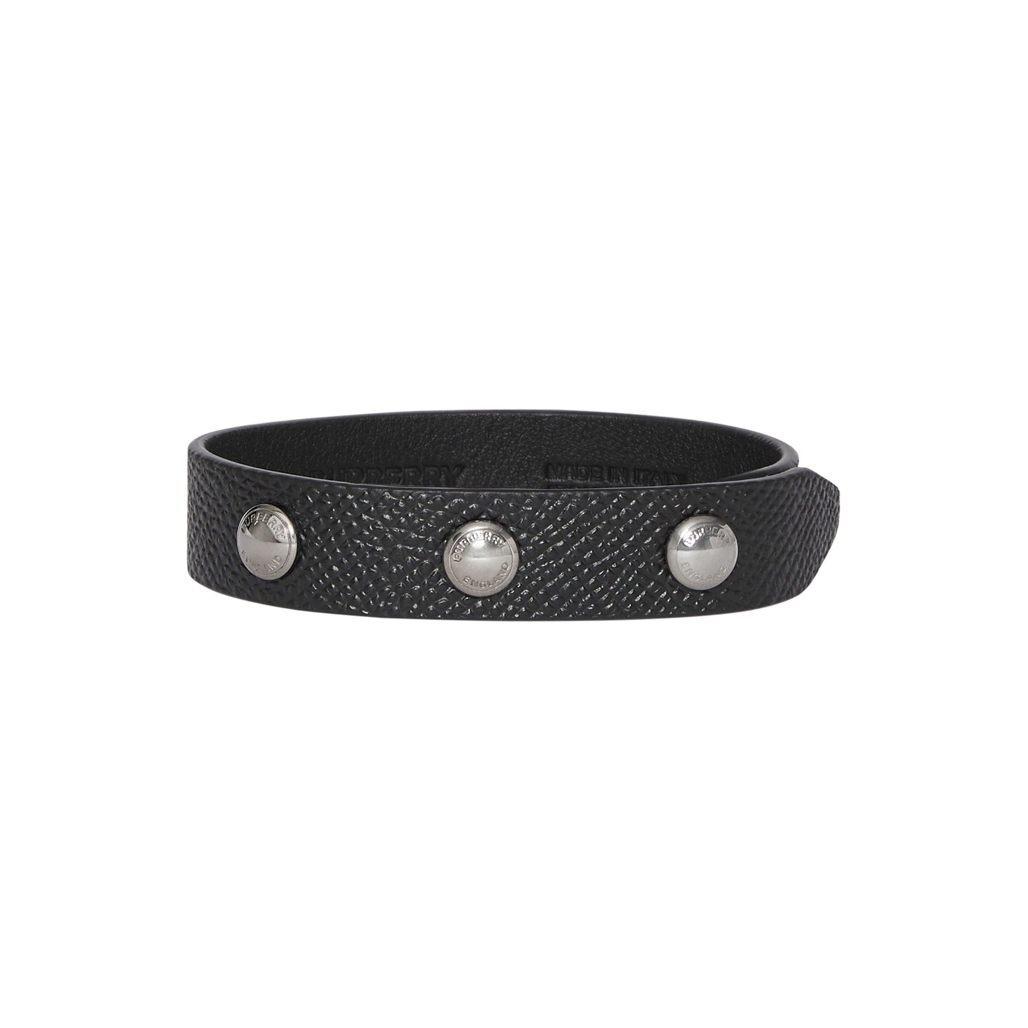 Bracelet en cuir grainé à triple pression - Noir