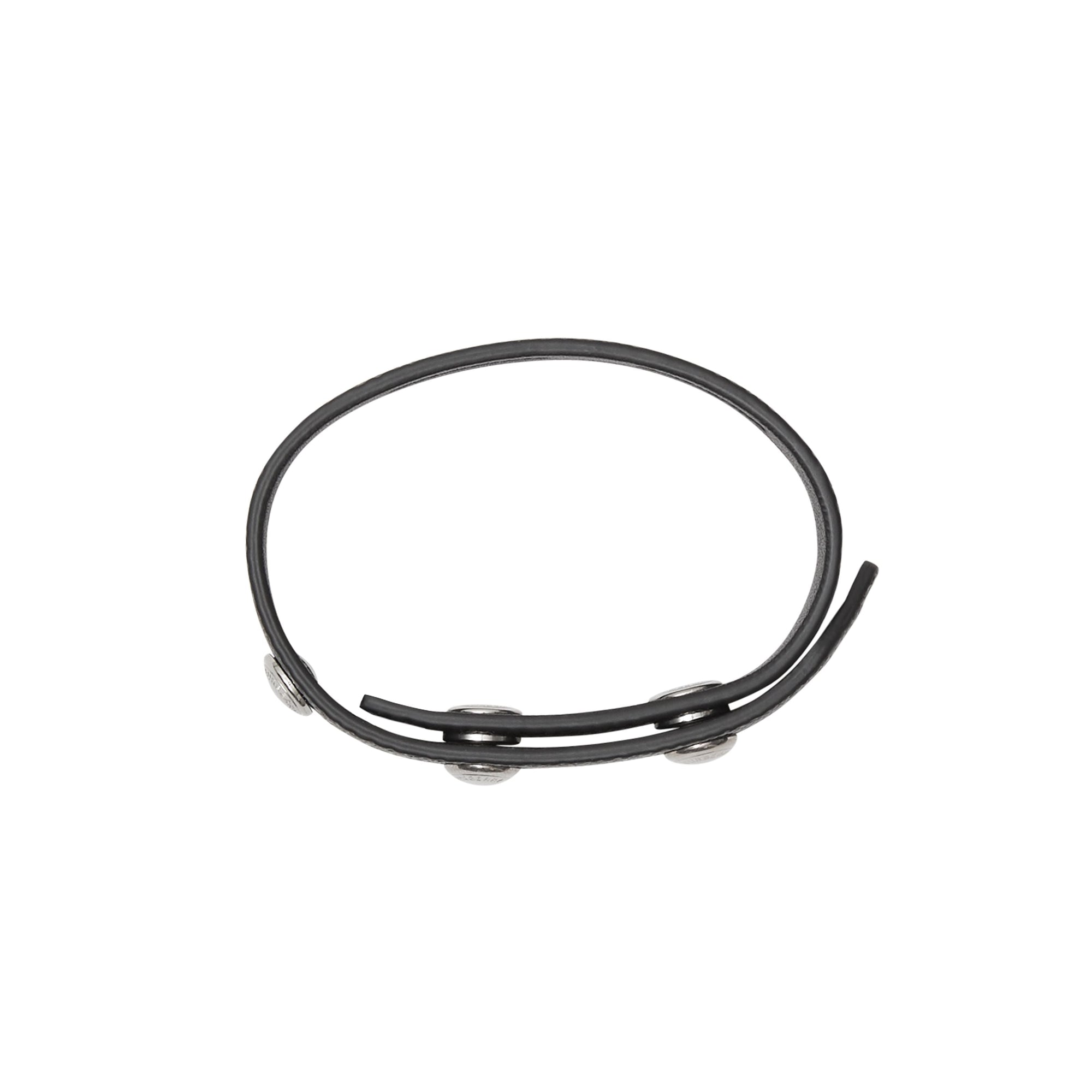 Bracelet en cuir grainé à triple pression - Noir