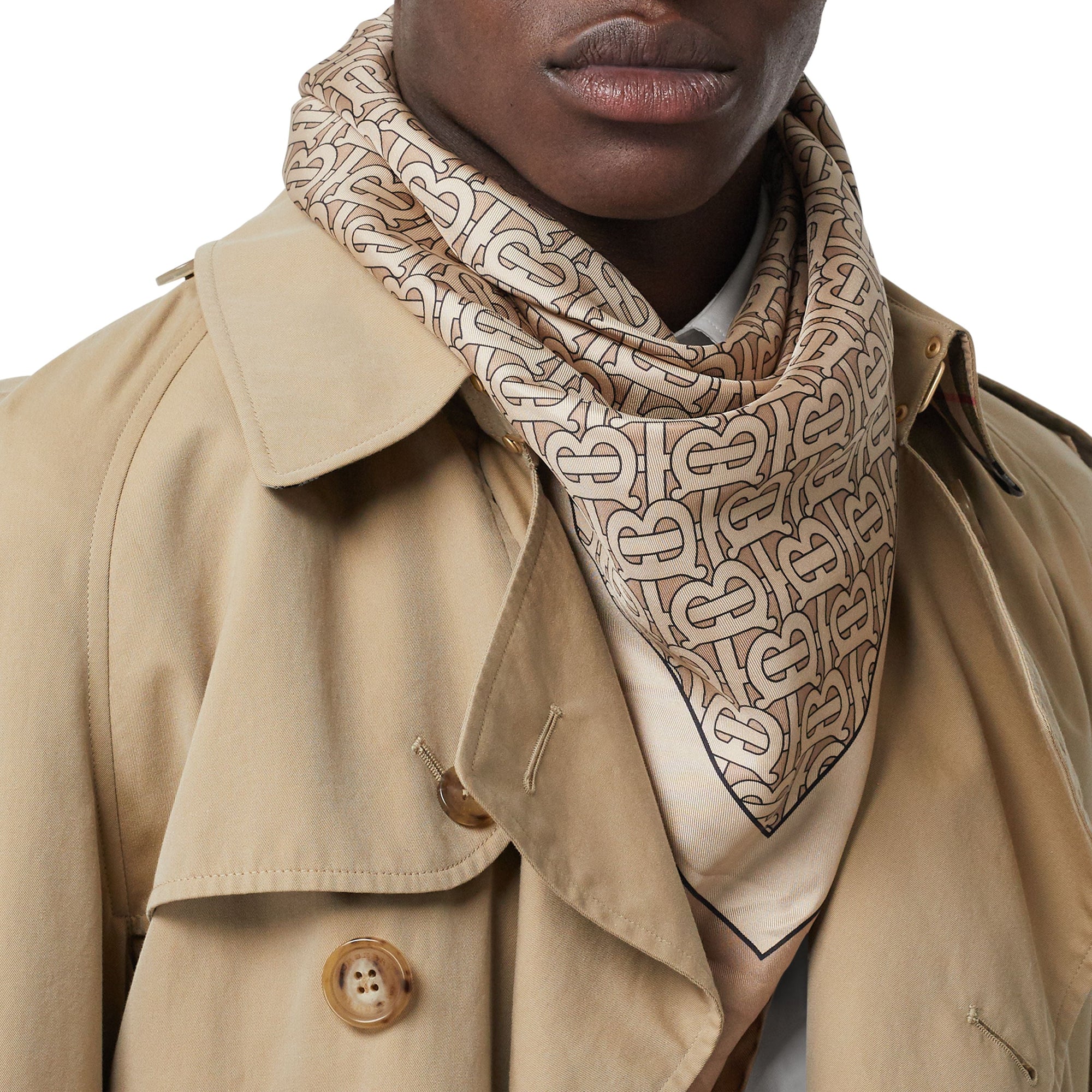 Carré de soie monogram - Camel pâle