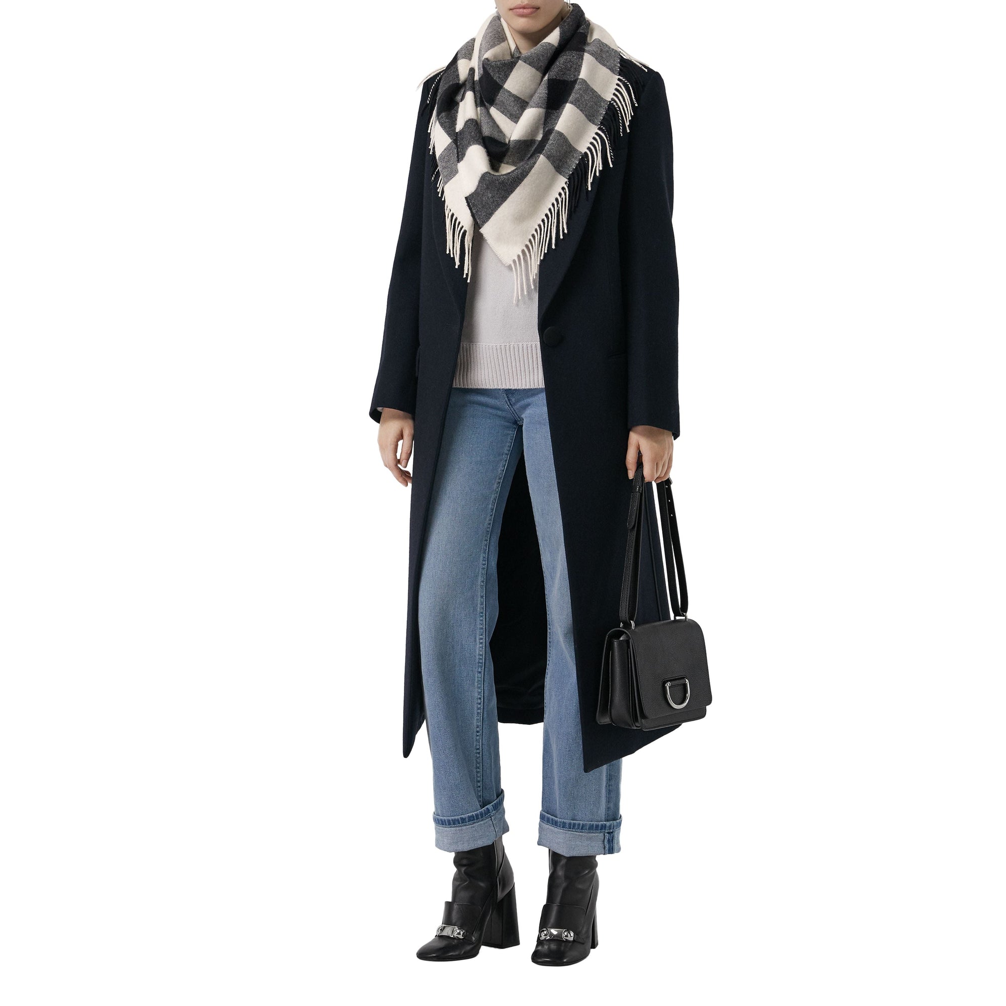 Bandana Burberry en cachemire check - Blanc Naturel