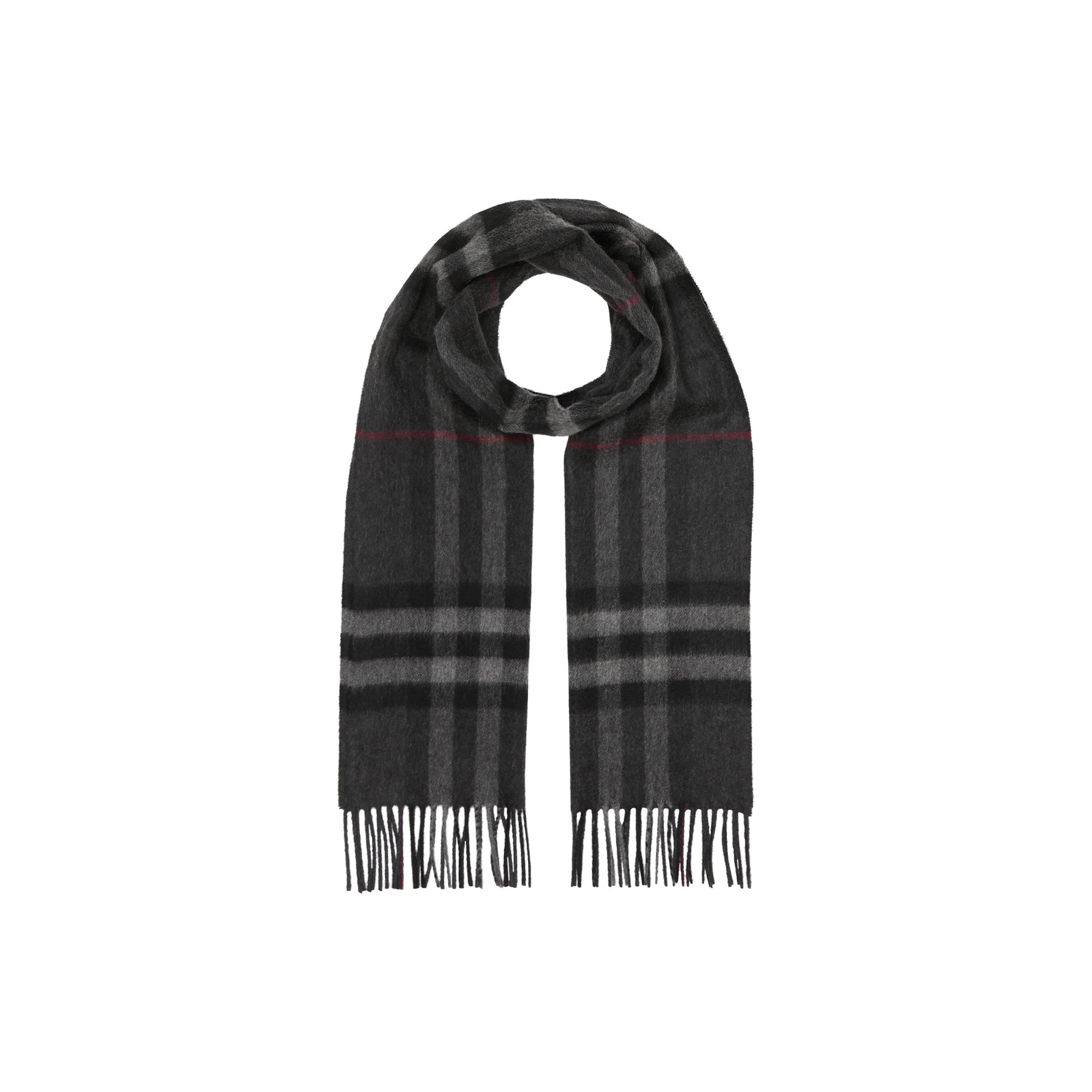 Écharpe classique en cachemire check - Anthracite