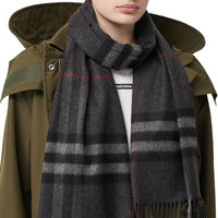 Écharpe classique en cachemire check - Anthracite