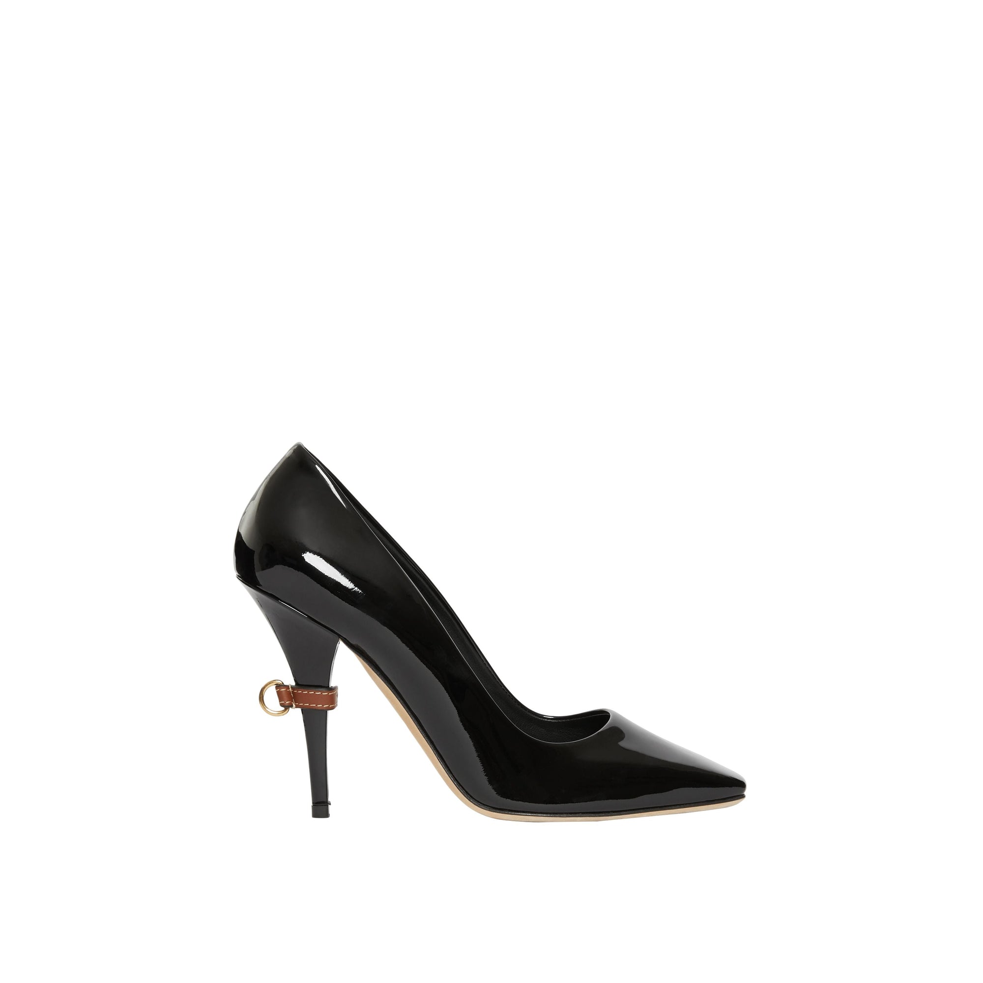BLACK Escarpins à bout carré en cuir verni avec boucle en D