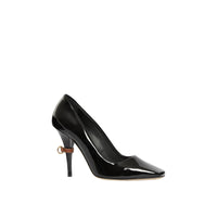 BLACK Escarpins à bout carré en cuir verni avec boucle en D