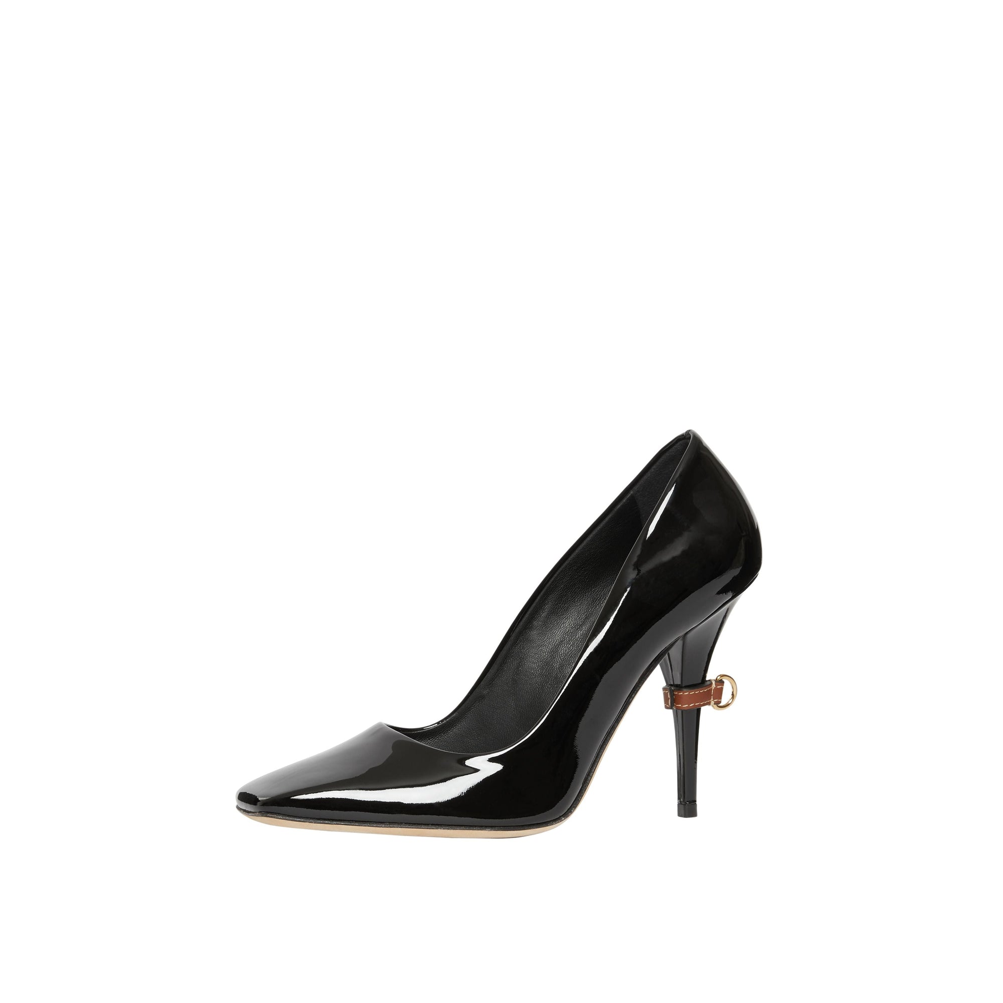 BLACK Escarpins à bout carré en cuir verni avec boucle en D